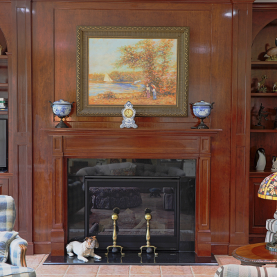 Traditional wood fireplace surround