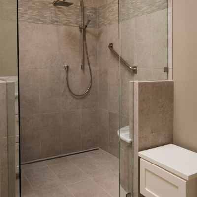 Aging in place shower with bench